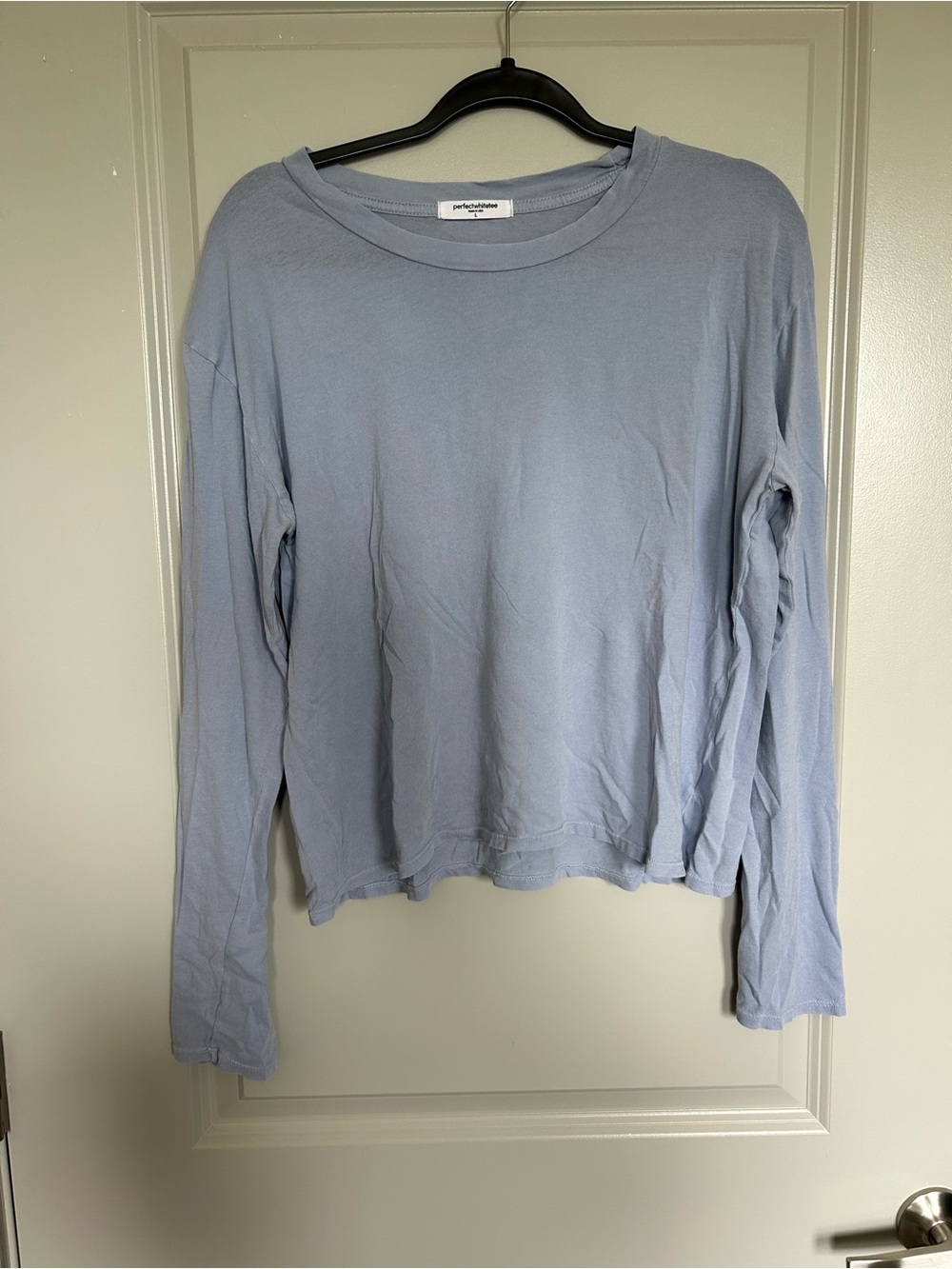 perfectwhitetee by Aritzia Light Blue Cotton Crew Neck Tee